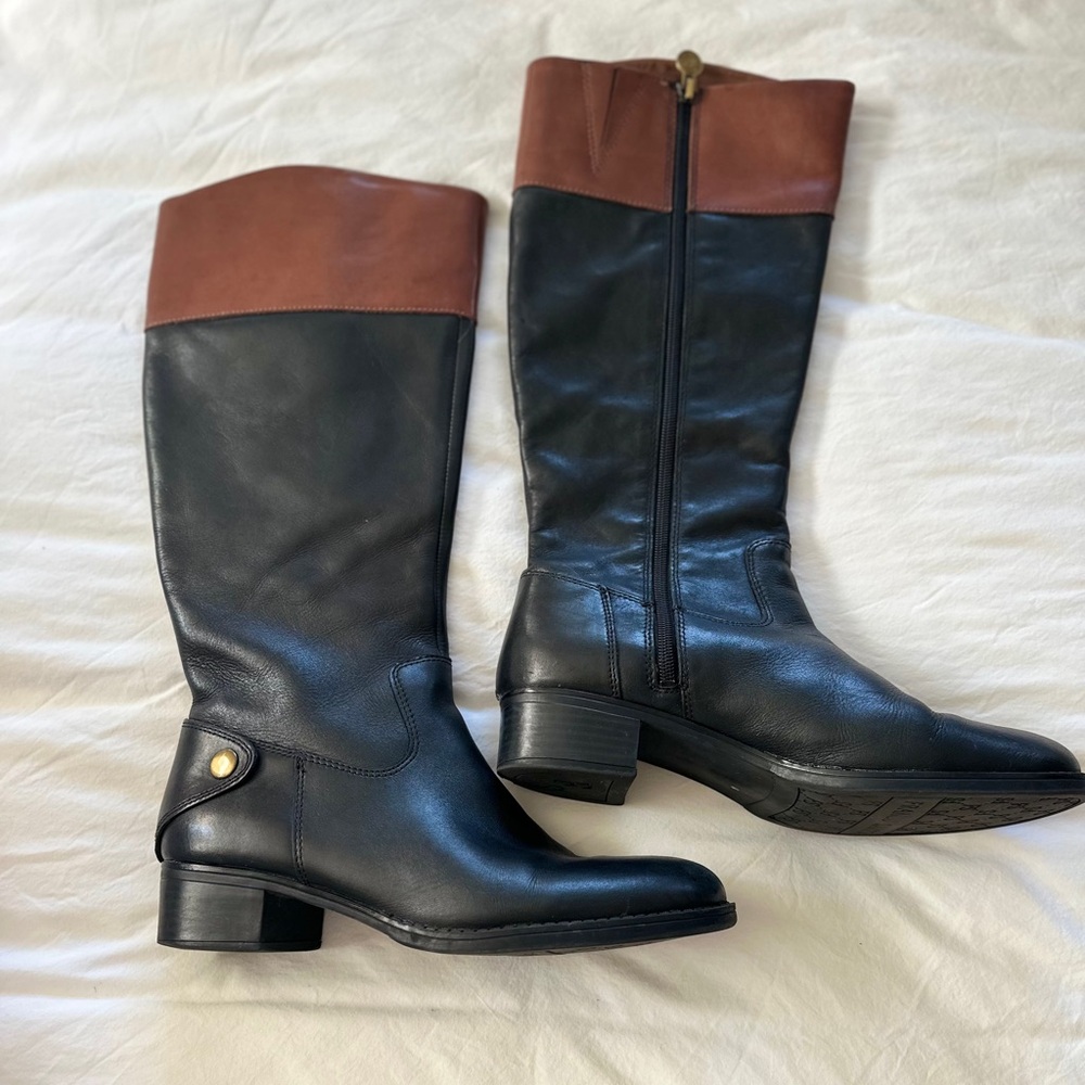 Franco Sarto Black and Brown Heeled Boots
